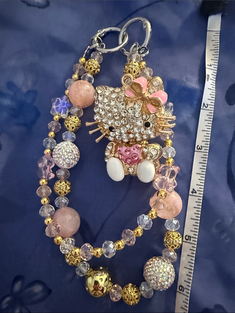 Crystal Pink hello kitty keychain or purse charm